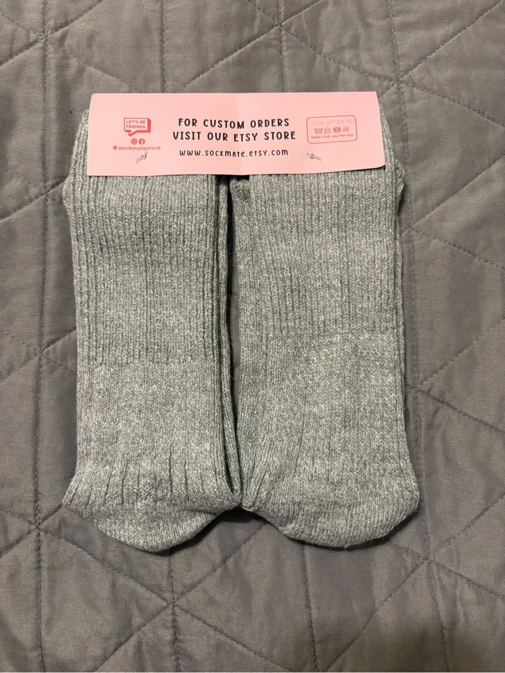 Gray Maternity Message Crew Socks - 
